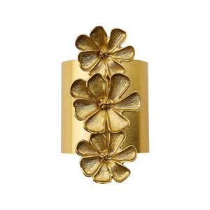 NEW Zara Gold Flower Statement Cuff Bracelet Sculptural Wide Cuff